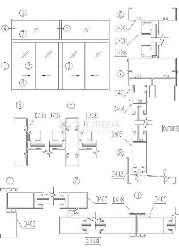 30套金属门窗结构节点建筑设计施工图_通用节点详图_土木在线